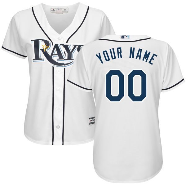 Women Tampa Bay Rays Majestic White Home Cool Base Custom MLB Jersey